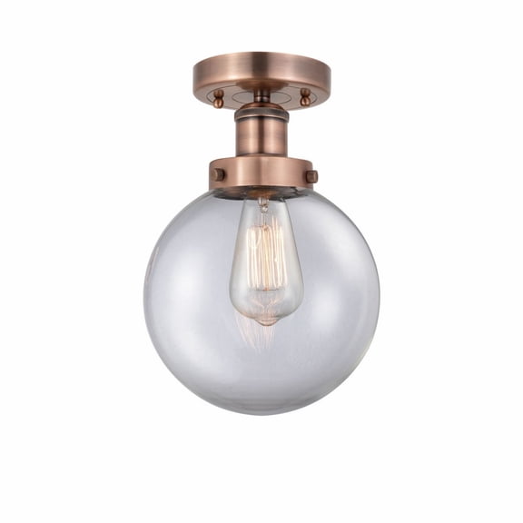 Innovations Lighting  Beacon - 1 Light 8" Semi-Flush Mount Clear/Antique Copper