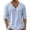 Light Blue, variant on Mens Cotton Linen Shirt Oversize Loose Fit Long Sleeve Deep V Neck Summer Pullovers Lightweight Breathable Shirt White 2XL