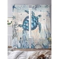 thumbnail image 3 of Sea Turtles Sheer Curtains 2 Panels Set Marine Life Corals Shell Starfish Ocean Vintage Sheer Window Curtains Light Filtering Rod Pocket Voile Drapes for Bedroom Living Room 52"X108", 3 of 8