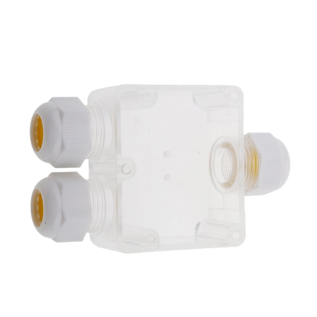 IP68 Waterproof Outdoor 3 Way Gland Electrical Junction Box Clear 