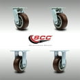thumbnail image 2 of 5 Inch SS Polyurethane Caster Set with Ball Bearings 2 Swivel 2 Rigid SCC, 2 of 2