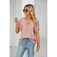 thumbnail image 2 of XCHQRTI Ruffled Short Sleeve Shirt Womens Vneck Tie Blouse Shirts 2024 Tunic Casual Tops, 2 of 8