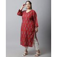 thumbnail image 3 of Rajnandini Women's Pure Cambric Cotton Jaipuri Printed Plus Size Kurti (JOPLJPR43X-6XL_Maroon_6XL), 3 of 5