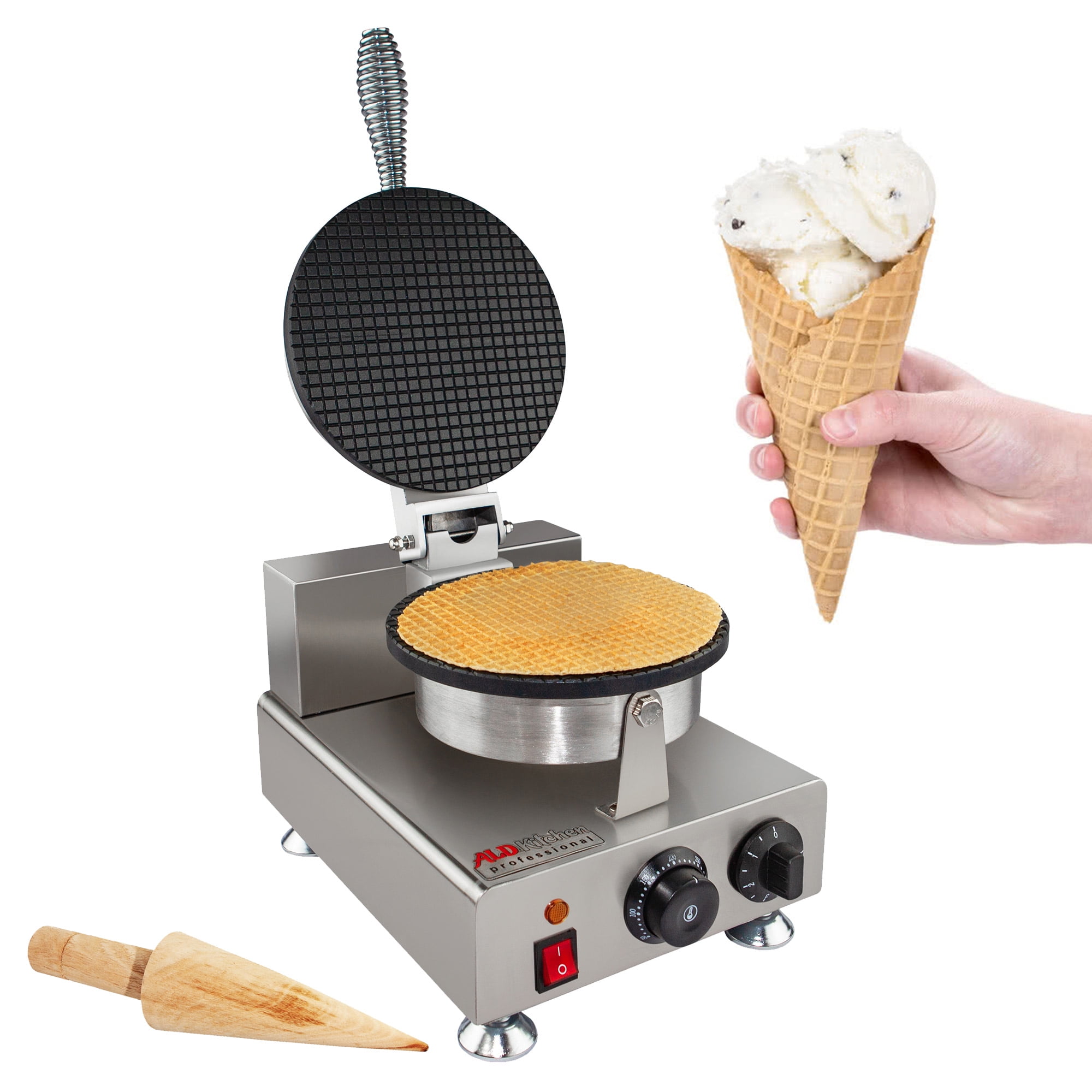 Electric Ice Cream Cone Machine Egg Roll Maker Nonstick Commercial Baker Pastry Making Baking Tools Electric Egg Roll Ice Cream Cone Maker 220V TOPQSC