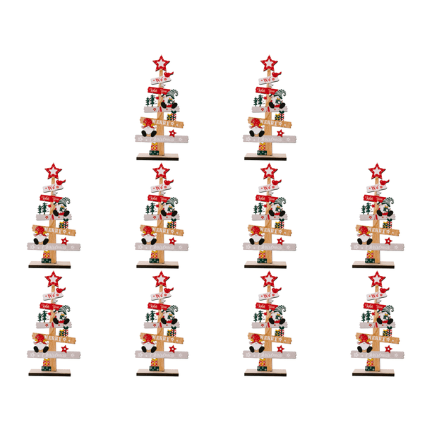 10uds. Navidad Madera Letreros de Navidad Placa Alfabeto Regalos de fiesta de Año Nuevo (Santa Snowman)