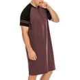 thumbnail image 4 of Men's Cotton Night Sleep Shirts Comfy Long Sleeve Mid-Length Nightgown Loose Striped Crew Neck Nightshirts,up to size 3XL, 4 of 8