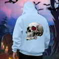 thumbnail image 2 of Mens Hoodies Sweatshirt Pullover Halloween Skull Graphic Loose Hooded Mens Athletic Tops,Light Blue,L, 2 of 4