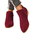 thumbnail image 5 of Mfakffe Womens Boots Side Zipper Low Stacked Block Heel Short Booties Classic Round Toe Casual Ankle Boots Fall Winter Daily Outfits, 5 of 5