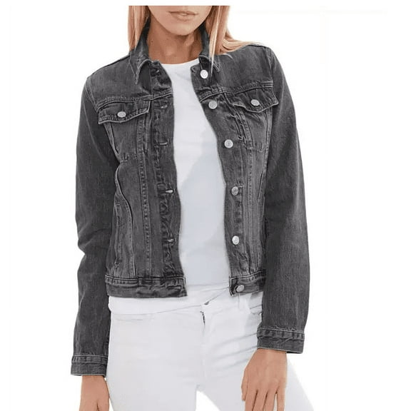 Express Ladies Denim Jacket Washed Black XXL