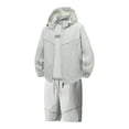 thumbnail image 2 of Short Sets for Men Lightweight Sun Protection Long Sleeve Zip Up Hooded Jacket and Shorts 2 Piece Matching Set Summer Outfits, 2 of 6