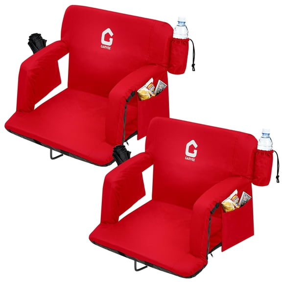 Accreate 24.4" Portable Reclining Stadium Seat Chair with Padded Backrest & Adjustable Armrests – Set of 2 for Bleachers, Games, and Outdoor Events