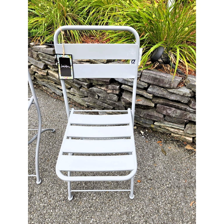 Nicole Miller Foldable Metal Bistro Set – 3 PC Contemporary