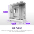 thumbnail image 2 of NZXT CMH92FW01 H9 Flow ATX Mid-Tower PC Case Dual Chamber White, 2 of 8