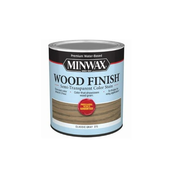 Minwax  1 qt. Water-Based Wood Finish Semi-Transparent Interior Stain, Gray