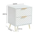 thumbnail image 3 of YYAo Nightstand, Bedside Table,White Nightstand,Luxury Carving Board 2-Drawer Night Stand Bed Side Table with Metal Legs, 20" Tall Wood Black Night for Bedroom, Living Room, Lounge, 3 of 5