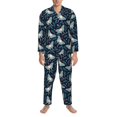thumbnail image 3 of Naloa Glowing Butterfly Men’s Pajamas Set - Long Sleeve Button Down Sleep Shirt and Pajama Bottoms Sleepwear Set-X-Large, 3 of 7