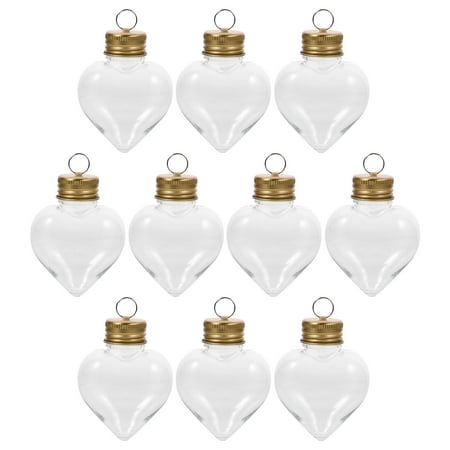 

10pcs Christmas Juice Containers Beverage Bottles Xmas Heart Shaped Candy Bottles Hanging Pendant