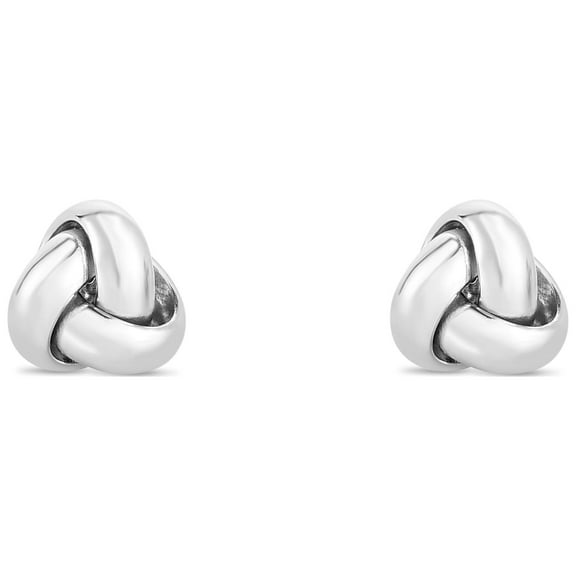 14K White Gold Polish Knot Studs With Earring Backs