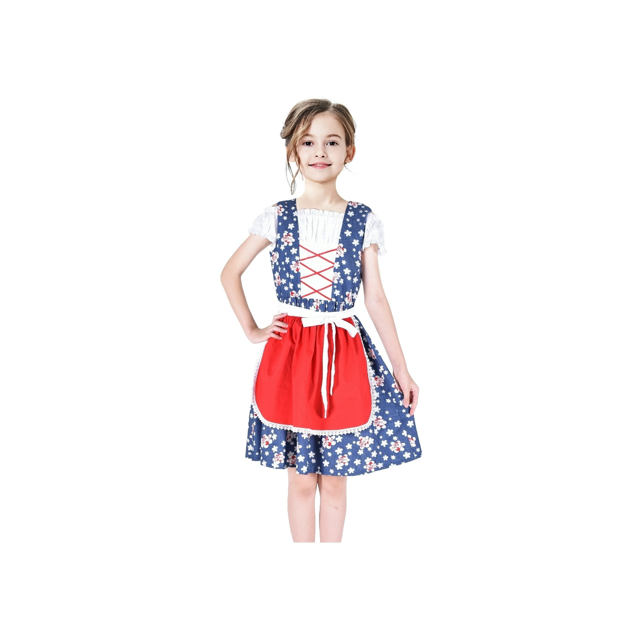 Girls German Dirndl Dress Bavarian Oktoberfest Vintage Halloween Cosplay 8 Years