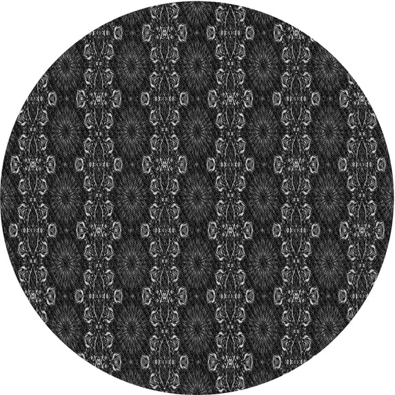 Ahgly Company Machine Washable Indoor Round Transitional Ash Gray Area Rugs, 5' Round