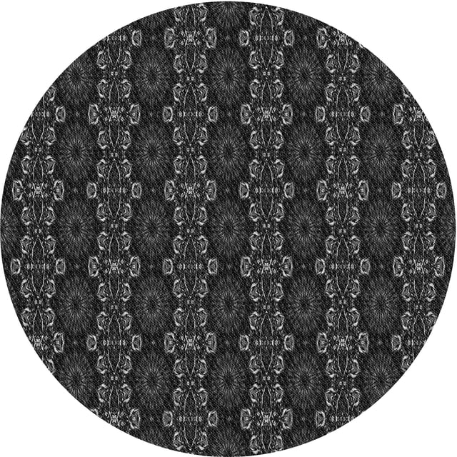 Ahgly Company Tapis Rond Lavable en Machine Intérieur Transitionnel Gris Cendré, 7 Pieds Rond