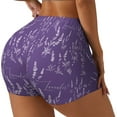 thumbnail image 2 of Vsdgher Lavender Flowers print Workout Shorts for Women Seamless Soft Smooth Gym Yoga Scrunch Active Exercise Fitness Shorts, 2 of 8