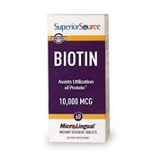 Biotin 10000 Mcg. Under The Tongue Quick Dissolve Sublingual Tablets, 60 Count, Supports Healthy Hair, Skin, And Nail Growth, Helps Support Energy Metabolism, Non-Gmo