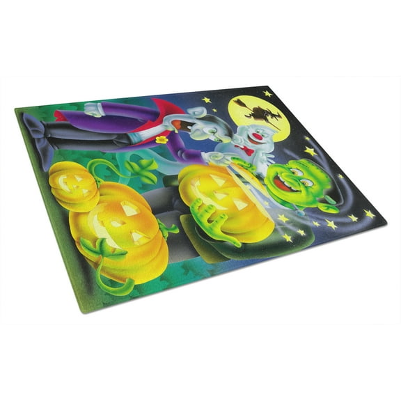 Carolines Treasures APH0935LCB Halloween with Dracula and Frankenstein Glass Cutting Board Large, 12H x 16W, multicolor