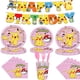 thumbnail image 2 of Decoraciones de fiesta de cumpleaños de Pokémon, servilletas de papel rosa, platos, tazas, manteles, suministros, pancarta de Pikachu, juego de fondo, decoración de fiesta, 2 of 4