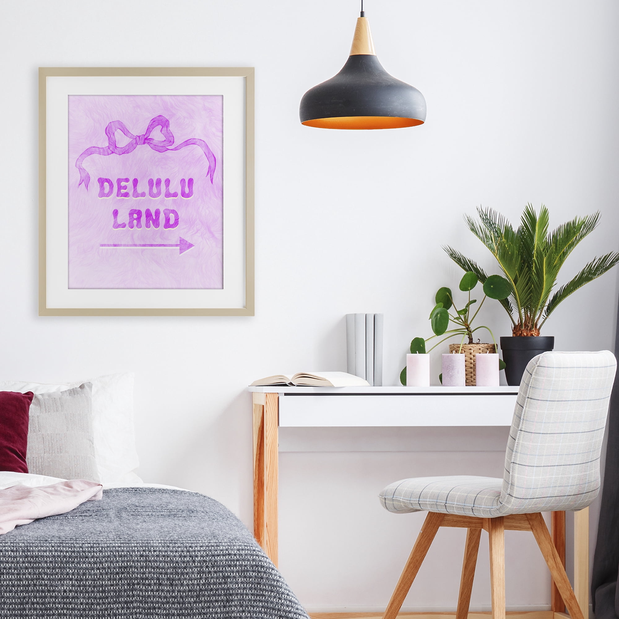 Stupell Industries Delulu Land Feminine Ribbon Birch Framed Print Under Glass, design by Ziwei Li