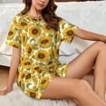 thumbnail image 4 of Cauagu Sunflowers for Women's Round Neck Pajama Set,Short-Sleeved Pajamas Soft Sleepwear Set Summer Pajamas Set Lounge Sets 2-Piece Pj-4X-Large, 4 of 6