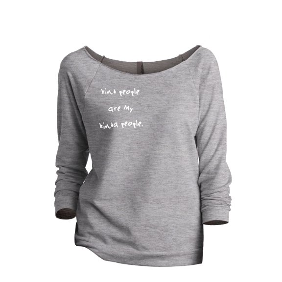 Kind People Are My Kinda People Women's Fashion Slouchy 3/4 Sleeves Raglan Sweatshirt Sport Grey Sma
