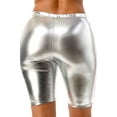 thumbnail image 3 of Women's Casual Metallic Pu Leather Biker Shorts, 3 of 4