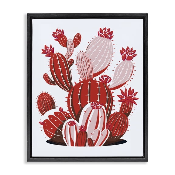 Stupell Industries Contemporary Modern Red Cacti Black Floating Frame Canvas Art, 17 x 21, by Ziwei Li