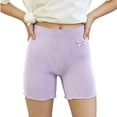 thumbnail image 2 of Miqool Girls Ribbed Knit Bike Shorts Stretch 2-13 Years Anti-Chafe Undershorts Casual Soft Elastic Bow Waist Ruffle Hem Shorts, 2 of 6