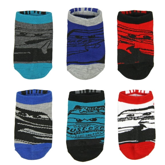 Disney Cars 3 Toddler Little Boys' Kids Lightning McQueen Character Ankle No Show Socks 6 Pairs