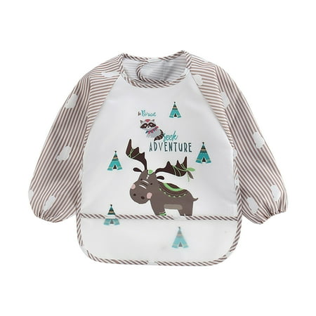 

NIUREDLTD Toddler Long Sleeve Baby Bibs Waterproof Sleeved Bib Soft Cartoon for Girls Boys
