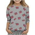 thumbnail image 2 of MKOSPLRT Boys Girls British Flag Shirts 3/4 Sleeve Lounge Tshirts Crew Neck Summer Tops Funny Holiday Graphic Tees 3-12 Years, 2 of 5