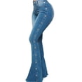 thumbnail image 1 of Pantalones vaqueros acampanados con Control de barriga para mujer, Jeans acampanados ajustados al tacto, pantalones vaqueros acampanados de pierna ancha, 1 of 5