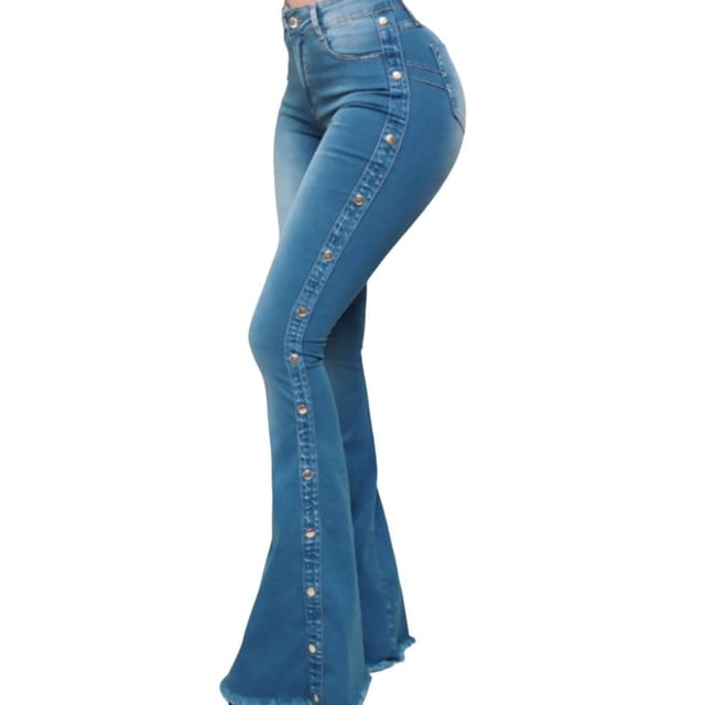 Pantalones vaqueros acampanados con Control de barriga para mujer, Jeans acampanados ajustados al tacto, pantalones vaqueros acampanados de pierna ancha