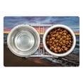 thumbnail image 1 of Driftwood Pet Mat for Food and Water, Driftwood on the Shores of the Lake Set Against the Sunset Horizon Image, Non-Slip Rubber Mat for Dogs and Cats, 18" X 12", by Ambesonne, 1 of 2