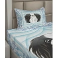 thumbnail image 2 of Ambesonne Dog Fitted & Top Sheet Set with Sham, Cartoon Puppy Floral Ornate, Pale Blue Lavender Blue, 2 of 4