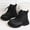 Black, variant on Girls Ankle Boots Lace up Chunky Lug Sole Non Slip Durable Leather Short Martin Booties for Kids Fall Winter Outdoor Hiking Wear Black 11(27)