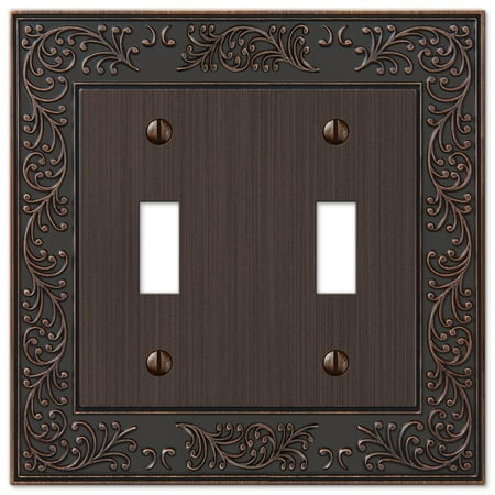 - Garden Double Toggle Switch Wall Plate Outlet Cover, Oil Rubbed Bronze