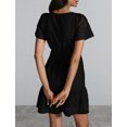 thumbnail image 4 of IBTOM CASTLE Women Short Sleeve Hollow Out Mini Dress Summer Casual Ruffle A-Line V Neck Sundress Beach Lace Vacation Dress M Black, 4 of 8