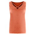 thumbnail image 4 of Ndbuld Womens Tops Trendy Fashion Women's Summer Sleeveless Solid V Neck Blouses Tank Tops Top ,Size L-5XL,Red,3XL, 4 of 5