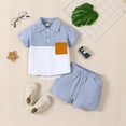 thumbnail image 2 of GXWEA Toddler Outfits For Boys Boys Clothes 2T Toddler Boy Summer Clothes Outfits Kids Short Sleeve Shirt Shorts Set 2-3 Years Blue, 2 of 9