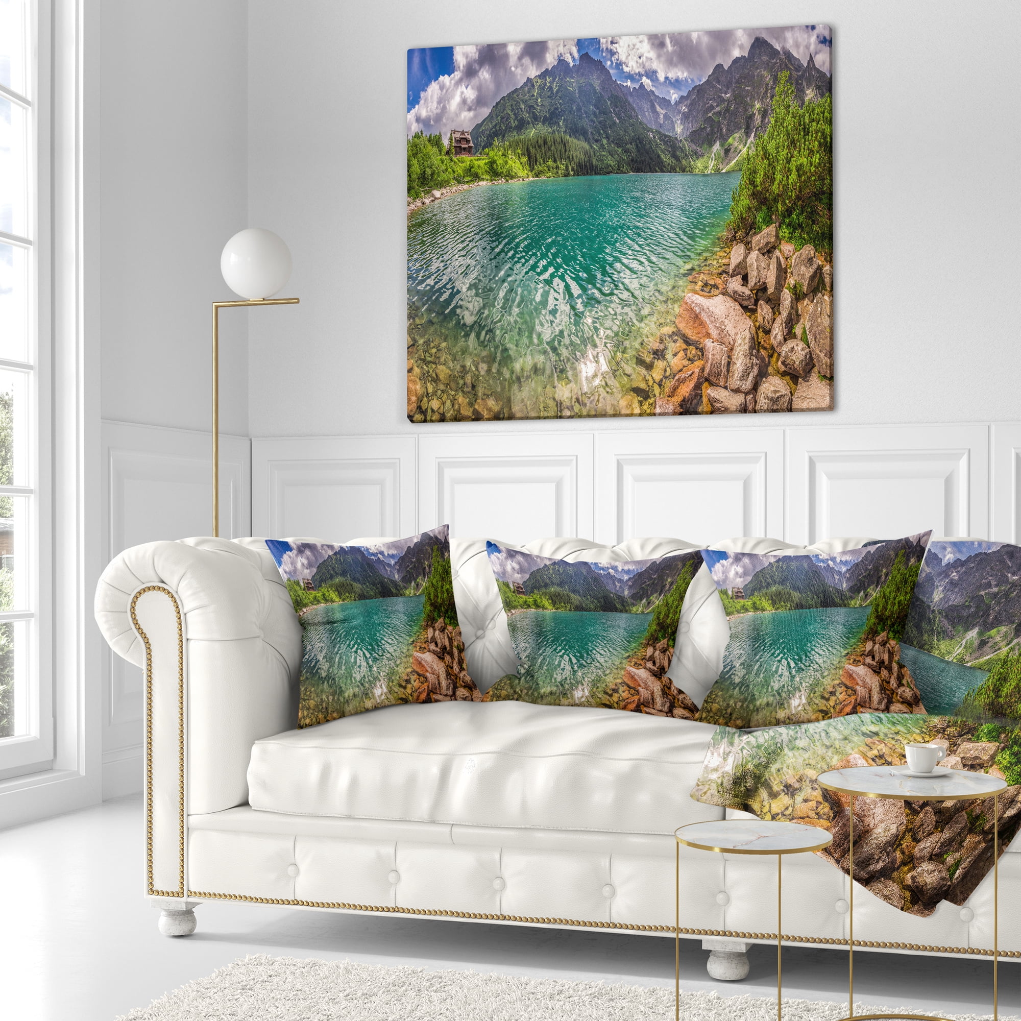 Designart Lake in Tatra Mountains Poland - Seashore Throw Pillow - 18x18