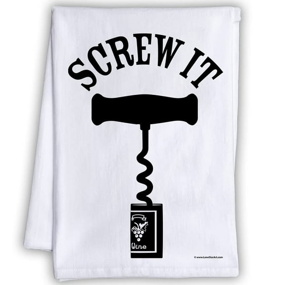 Funny Kitchen Tea Towels - Screw It - Humorous Flour Sack Dish Towel - Great Housewarming Gift and Hilarious Kitchen Bar Décor