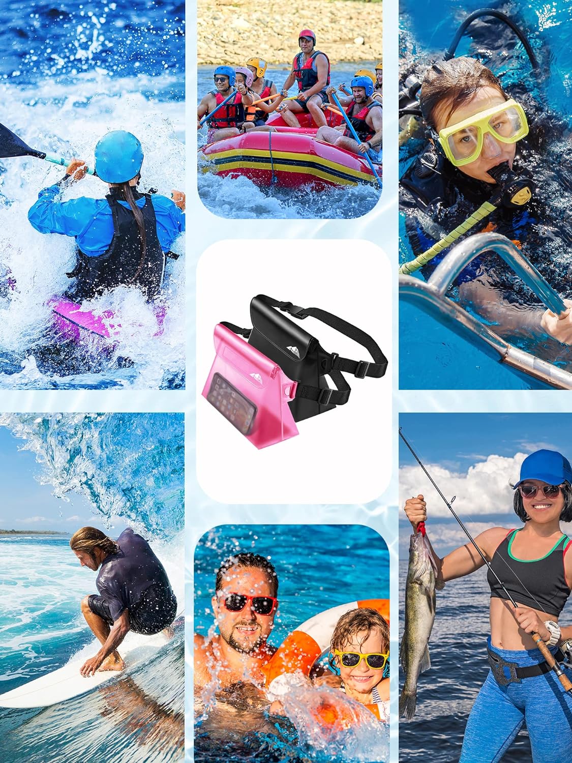 2/3/4 Pack Waterproof Pouch with Waist Strap, Screen Touchable Dry Bag with Adjustable Belt for Phone Valuables for Kayaking, Swimming, Snorkeling, Boating, Fishing, Surfing & Beach